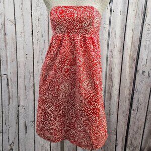 Women's 6 Shoshanna Strapless A-Line Cotton Blnd Pocket Spring Tea‎ Dress